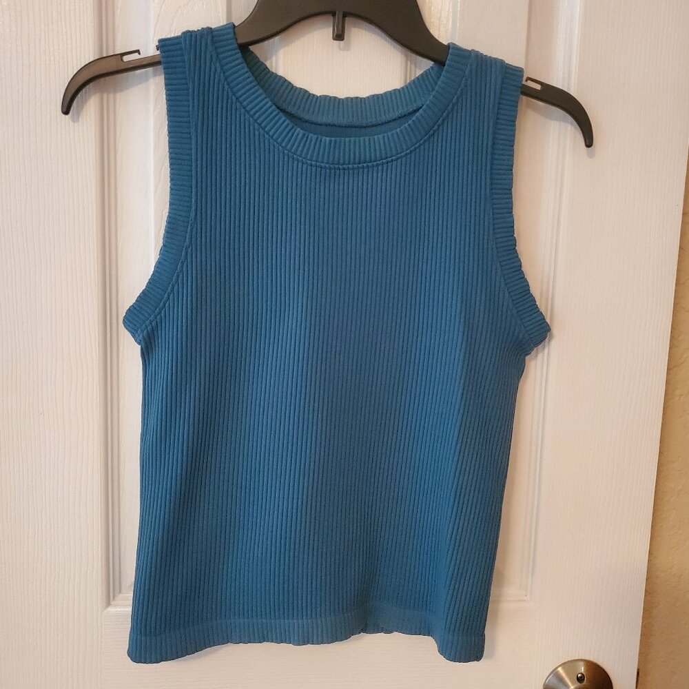 2 Tops - Gypsy & Jade Ribbed Fitted Sleeveless Top - Turquoise & Black Size L/XL
